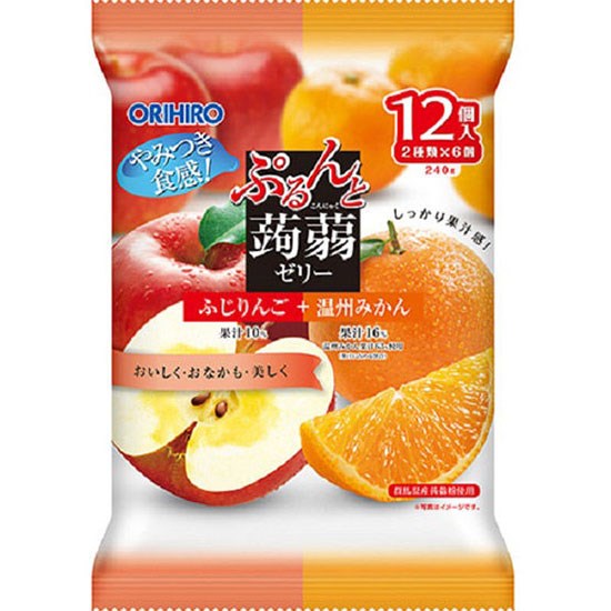 Orihiro 蘋果甜橙味蒟蒻果凍(12入)240g