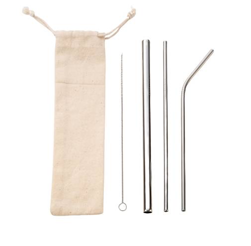 【50%OFF】304不鏽鋼吸管(3隻)+帆布袋 304 Stainless Steel Straws 3 Pieces With Canvas Bag