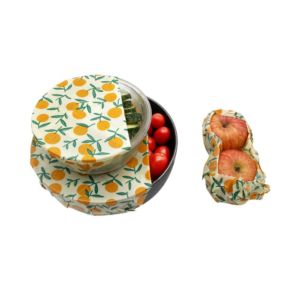 【50%OFF】蜂蠟保鮮布3件套(黃果子) Beeswax Eco Friendly Food Wraps Fruit Pattern (3 packs)