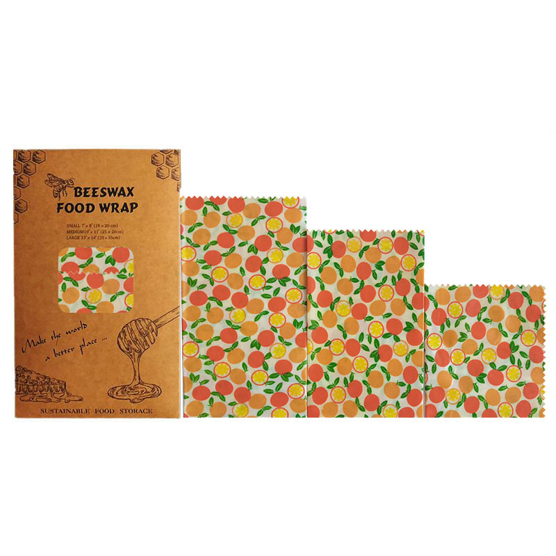 【50%OFF】蜂蠟保鮮布3件套(橙子) Beeswax Eco Friendly Food Wraps Orange Pattern (3 packs)