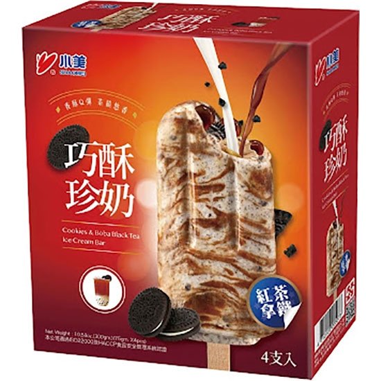 小美 巧酥珍奶冰棒(4支)300g Xiaomei Ice Cream Bar Cookies & Boba Black Tea (4p) 300g