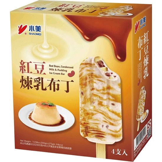 小美 紅豆煉乳布丁冰棒(4支)300g Xiaomei Ice Cream Bar Red Bean & Condensed Milk & Pudding (4p) 300g