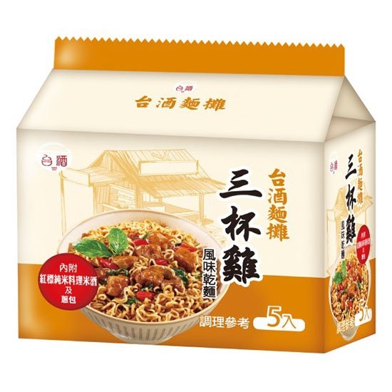台酒麵攤 三杯雞乾拌麵(5入)525g TJMT Instant Dry Noodles Three Cup Chicken (5P) 525g