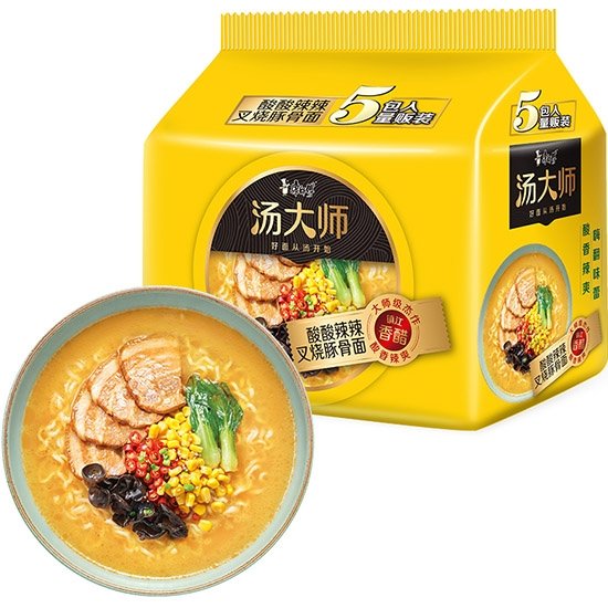 康師傅 湯大師 酸酸辣辣叉燒豚骨麵(5入)600g KSF Soup Master Instant Noodle Sour & Spicy Pork Bone (5p) 600g