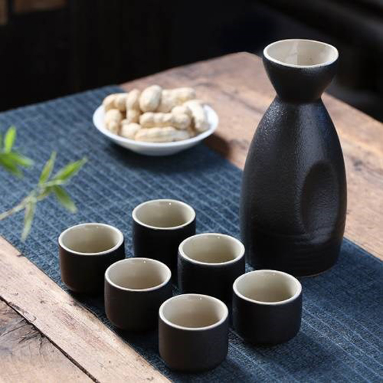 陶瓷清酒套裝(粗陶黑) Sake Set (Black)