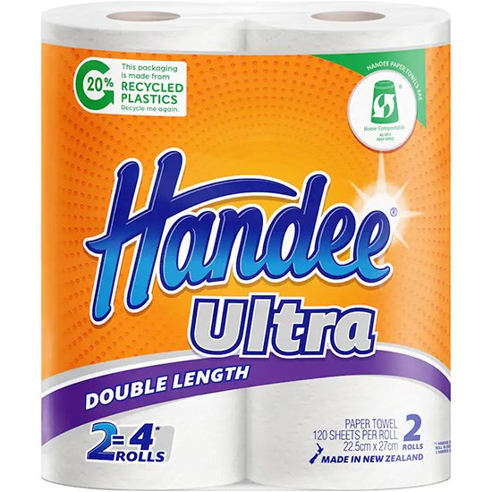 Handee雙倍廚房紙(2入*100張)225mm*270mm Handee Ultra Paper Towels Double Roll (2p*100ss)225mm*270mm